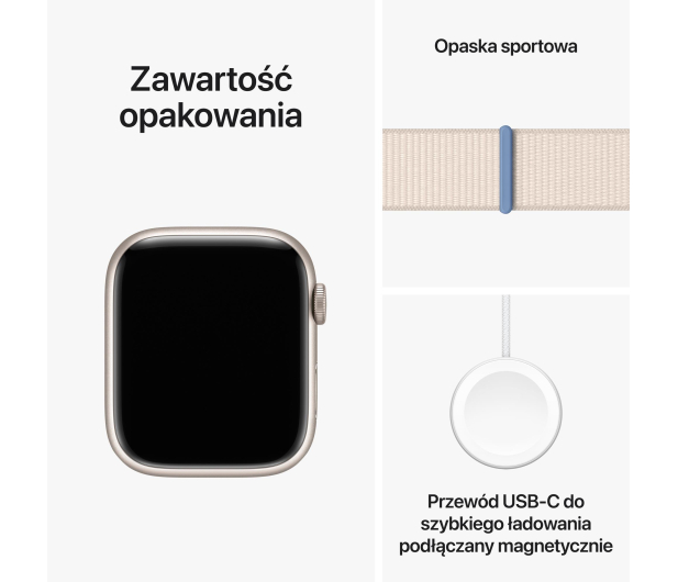 Apple Watch 9 45/Starlight Aluminium/Sport Loop LTE - 1180373 - zdjęcie 11